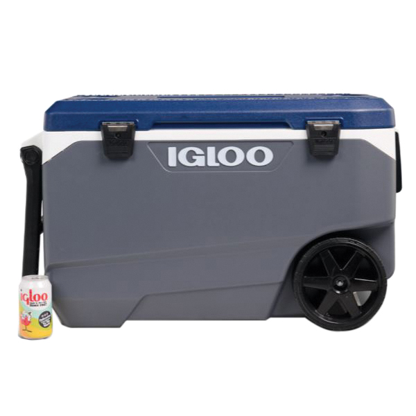 Maxcold Latitude Series 34547 Roller Cool Box, 90 qt Cooler, Polyethylene, Aegean Sea/Carbonite