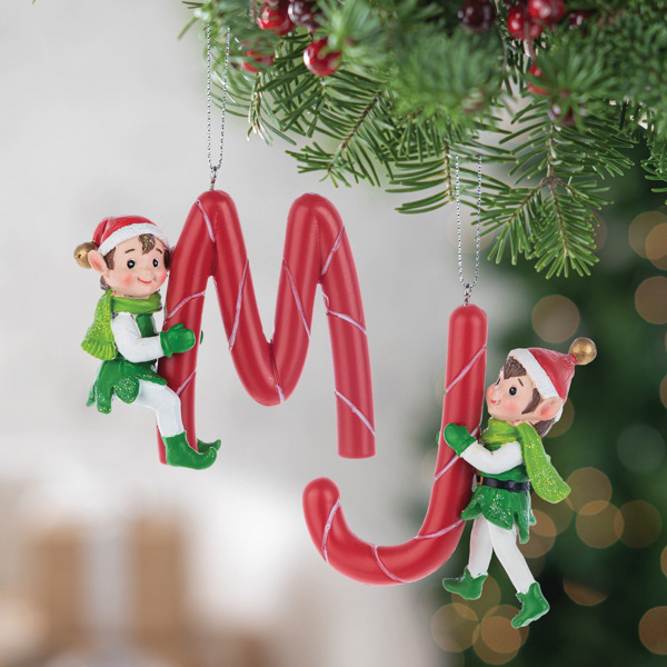 Ganz EX24751 Christmas Ornament, 3 in H, Kindness Elves Monogram, Multi-Color - 2