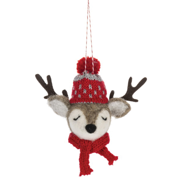 Midwest-CBK MX192068 Christmas Ornament, 4 in H, Snowy Day Animal Head, Multi-Color - 4