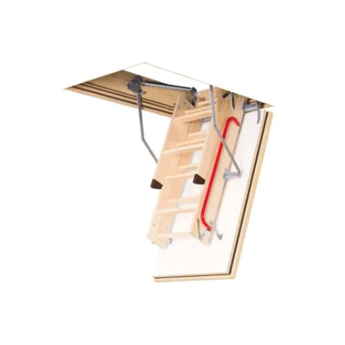 LWF Series LWF3054 Folded 3-Section Attic Ladder, 10 ft 1 in H Ceiling, 30 x 54 in Ceiling Opening, 350 lb, Wood