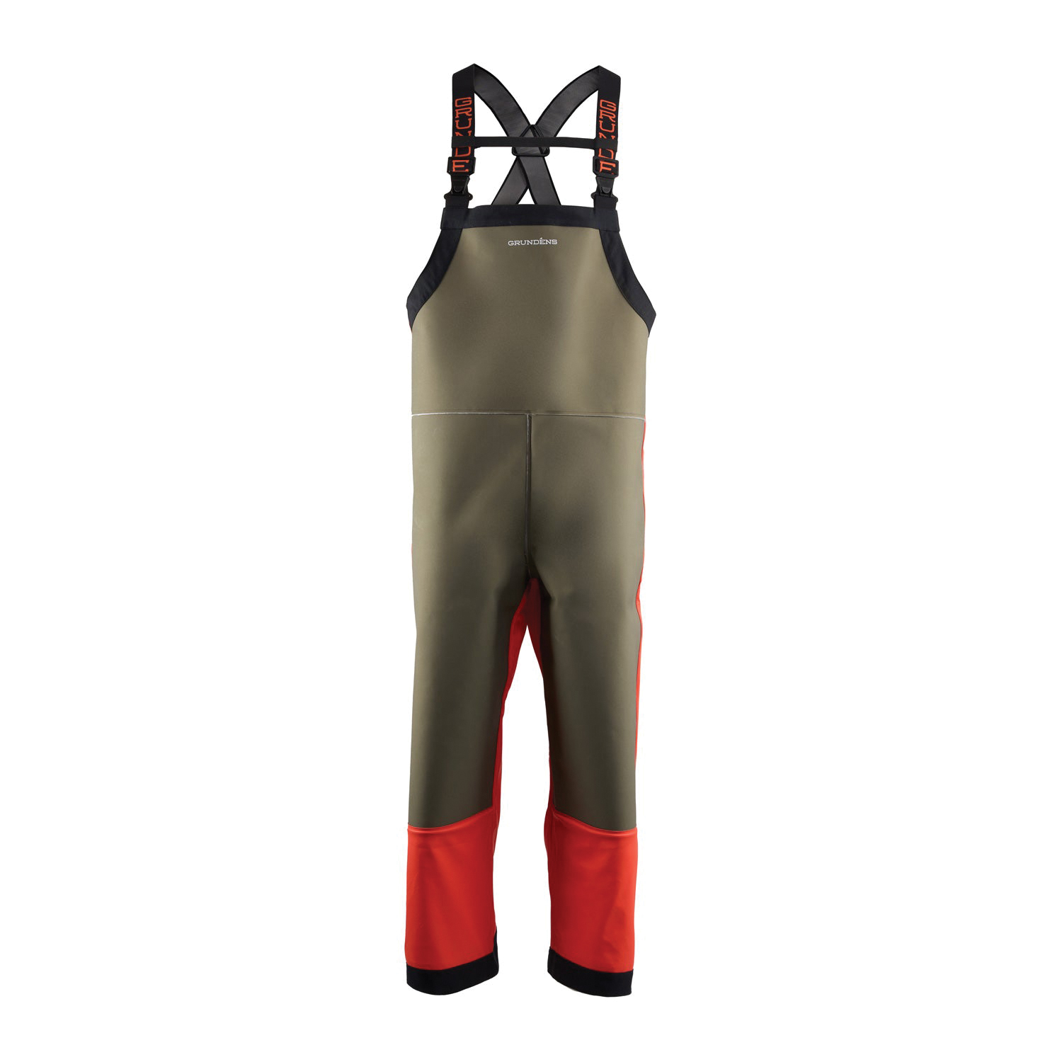 Grundens Neptune Series 10209-811-M Armored Bib, M, 32 to 34 in Waist, Polyester/Polyurethane, Olive/Orange - 2
