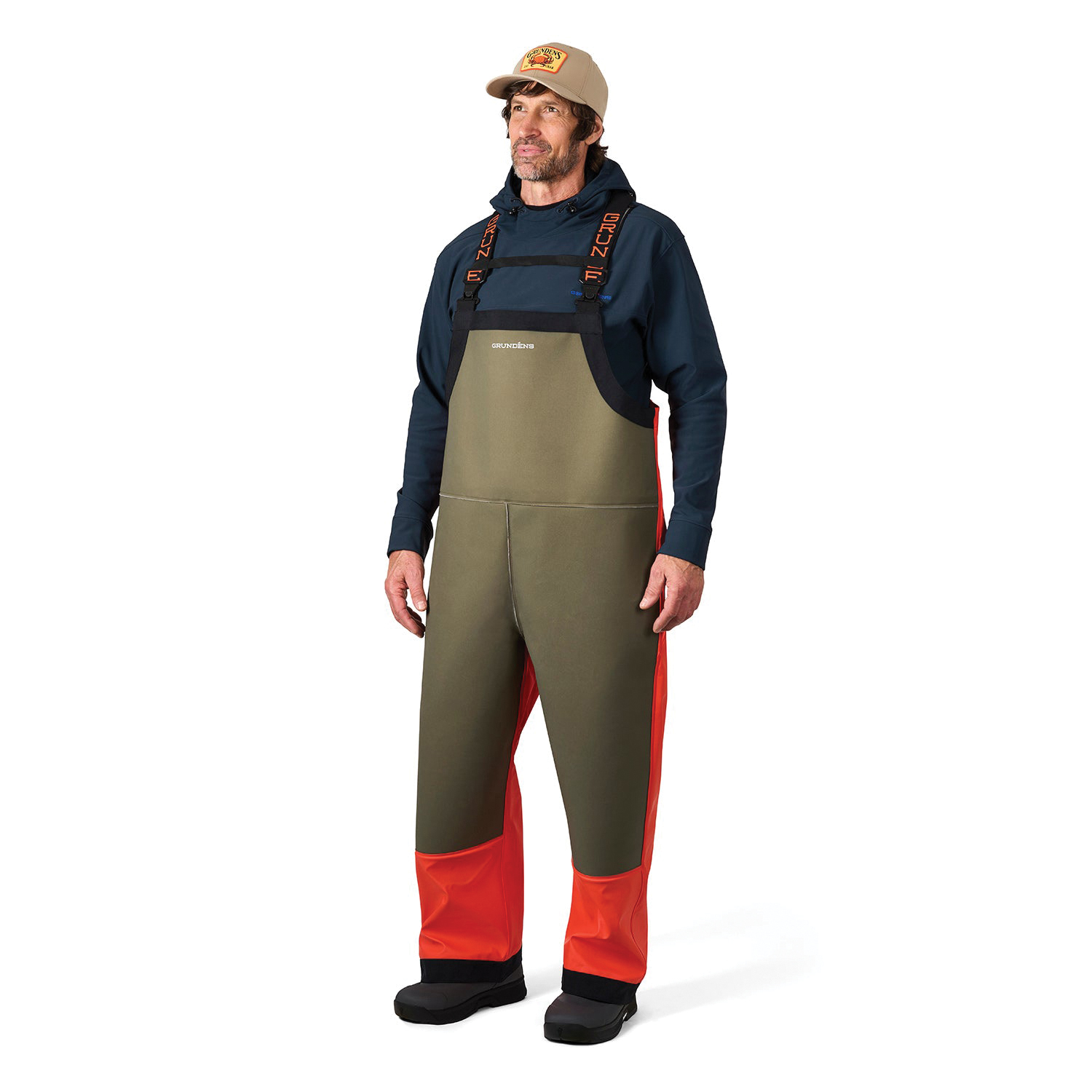 Grundens Neptune Series 10209-811-M Armored Bib, M, 32 to 34 in Waist, Polyester/Polyurethane, Olive/Orange - 5