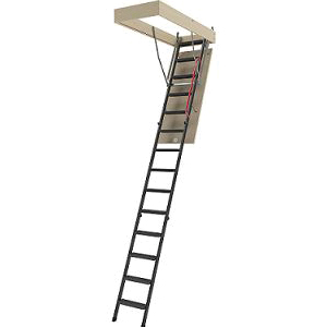 LMB Series LMB3054 Insulated Attic Ladder, 8 ft 4-1/2 in to 10 ft 1 in H Ceiling, 30 x 54 in Ceiling Opening, Wood