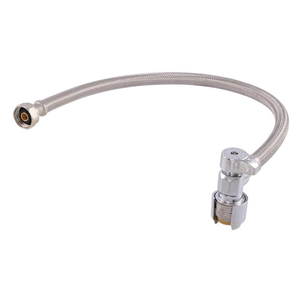 UR24657Z Faucet Connector with Stop Valve, 1/2 in Inlet, FIP Inlet, 1/2 in Outlet, PTC Outlet, 20 in L