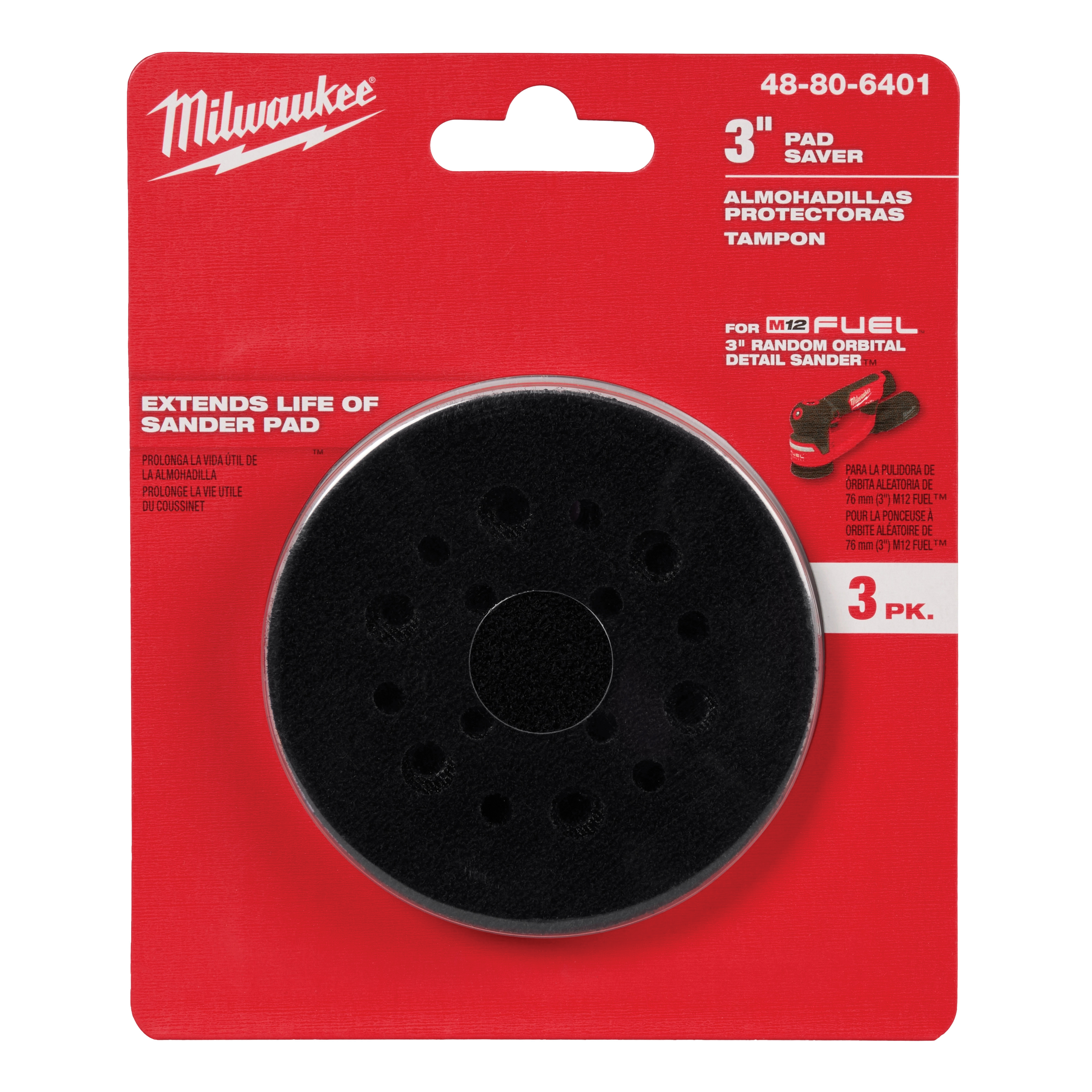 Pad Saver, Milwaukee, 3 in Dia, Polyester - 4