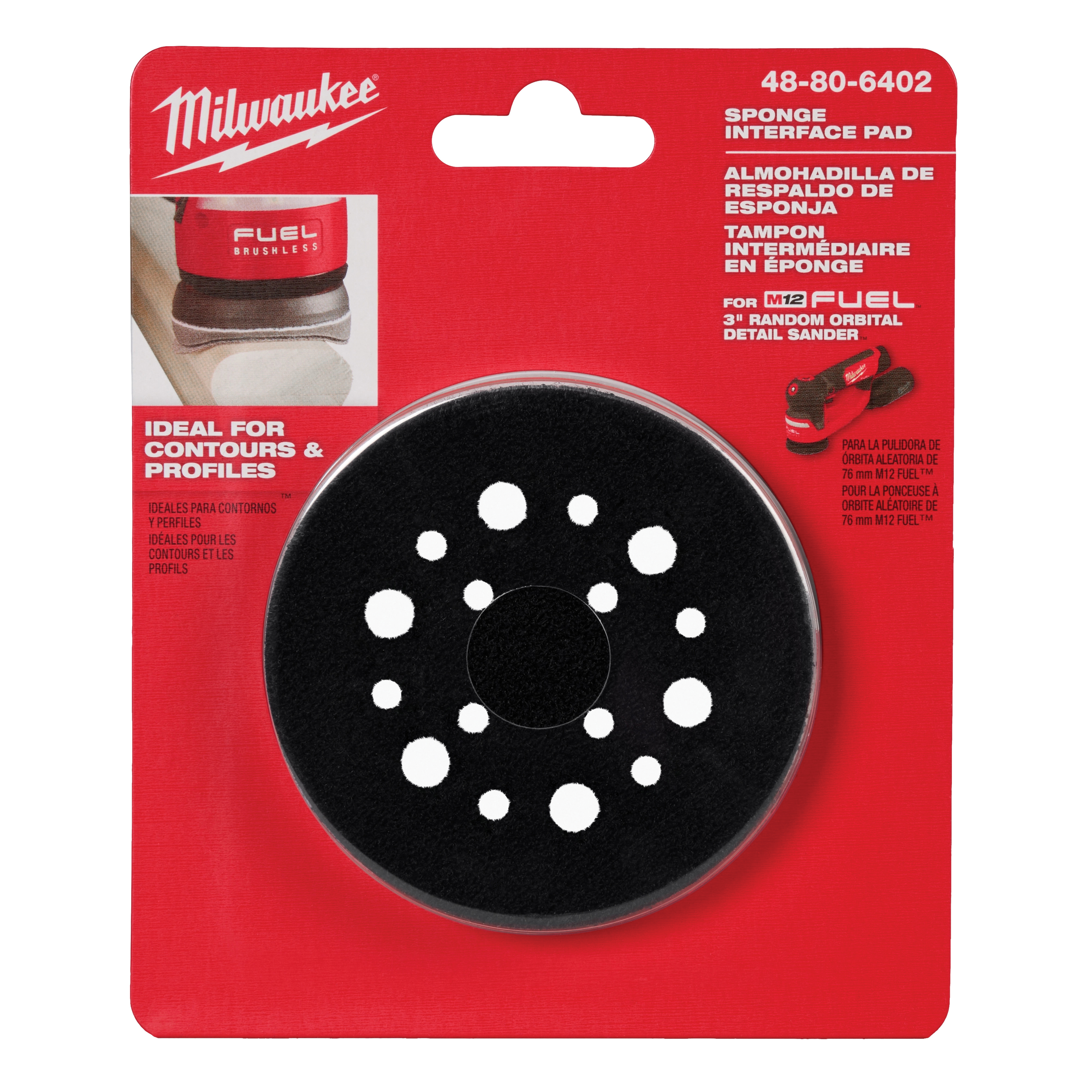 Sponge Interface Pad, Milwaukee, 3 in Dia, Foam - 4