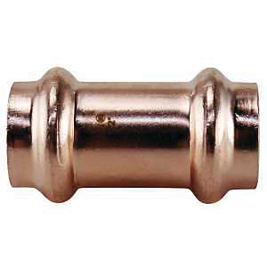 XPRC1250JR Coupling with Stop, 1/2 in, Press Fit, Copper, 300 psi Pressure