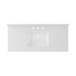 QZ49228SWR Vanity Top, 22 in OAL, 49 in OAW, Quartz, Snow White, Undermount Sink, 1-Bowl, Rectangular Bowl
