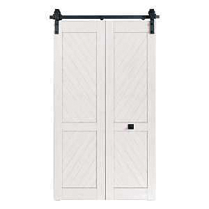 BD954-07800-MB Bifold Barn Door Hardware Kit, 78 in L Track, Steel, Matte