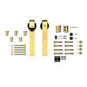 SB78RR-BG Barn Door Hardware Kit, 78-3/4 in L Track, Steel, Brushed, For: 36 in Doors