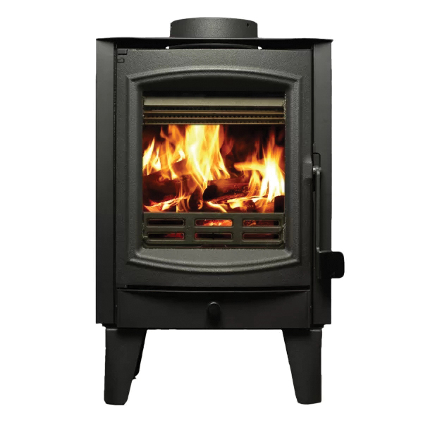 TH-100 Tiny Wood Stove, 16-3/8 in W, 18-3/4 in D, 26-7/8 in H, 26,000 Btu Heating, Steel, Black, Metallic