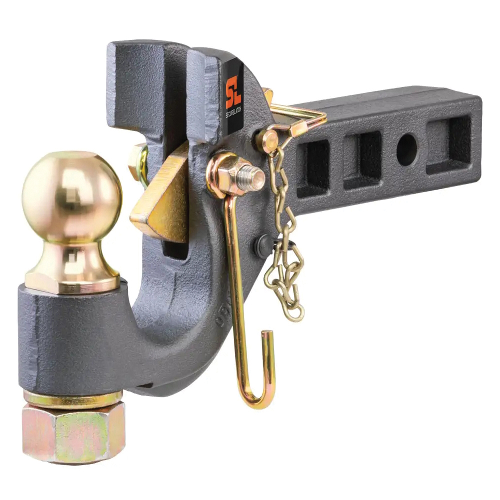 Secure Latch Series 48407 Ball and Pintle Hitch, 2-1/2 to 3 in Dia Eye, 6 in H, Carbon Steel