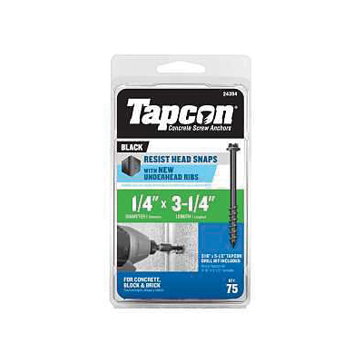 24394 Concrete Screw Anchor, 1/4 in Dia, 3-3/4 in L, Steel, Climaseal