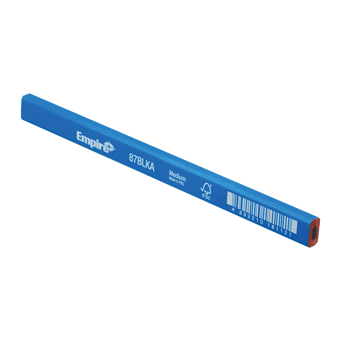 87BLK Carpenter Pencil, Medium Tip, Black, 176 mm L, Wood Barrel, Blue Barrel