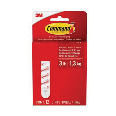 17021-12ESF Medium Replacement Strip, 5/8 in W, 2-3/4 in L, Foam Backing, White, 1.3 kg