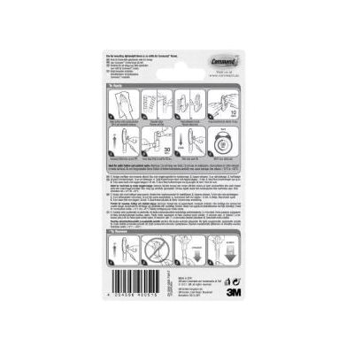 Command 17023-8ESF Large Replacement Strip, 0.747 in W, 3.643 in L, 1/2 in Thick, Foam Backing, White, 2.2 kg - 2