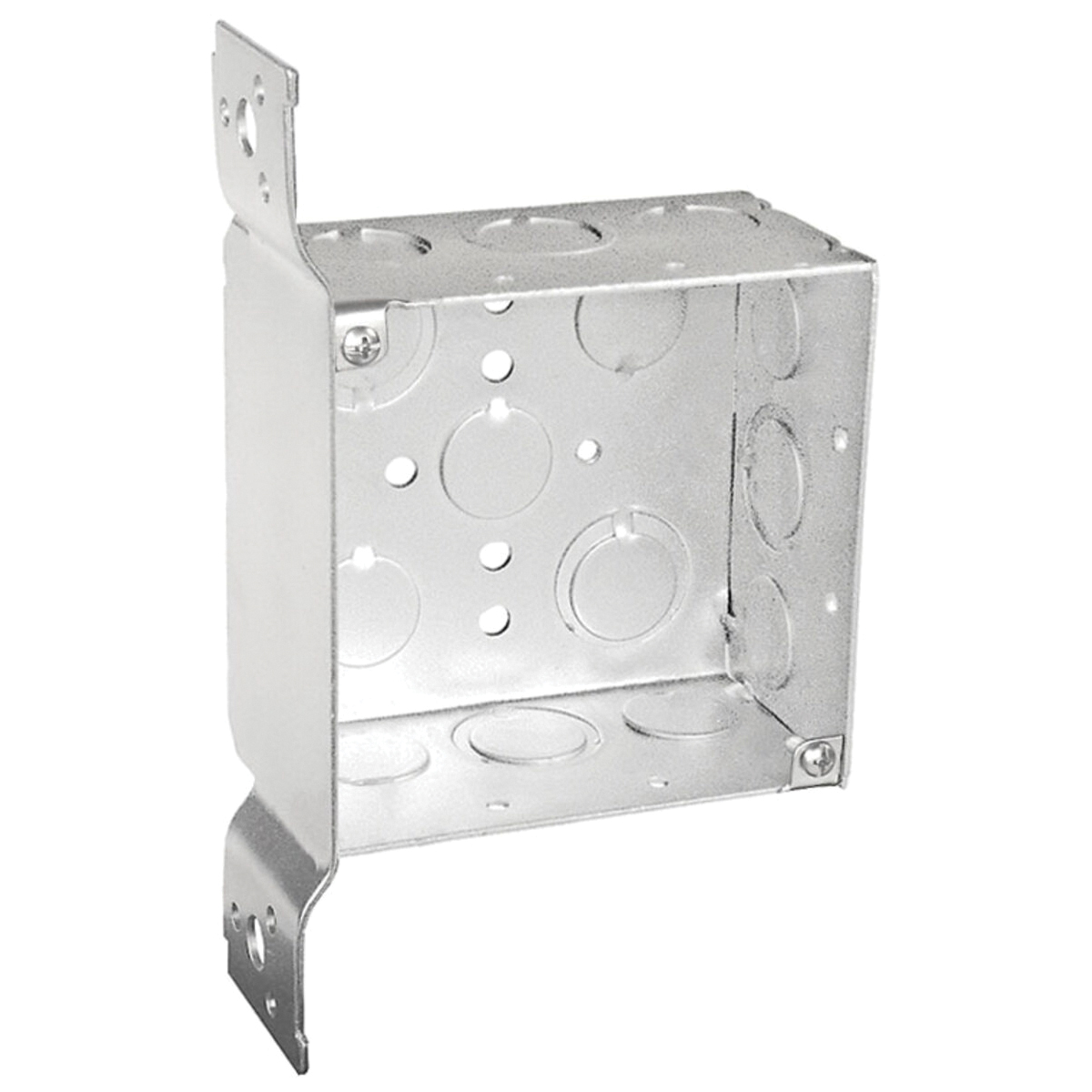 52171-FS-UPC Bracketed Junction Box, 2-Gang, 14-Knockout, 1/2, 3/4 in Knockout, Steel, Silver, Galvanized