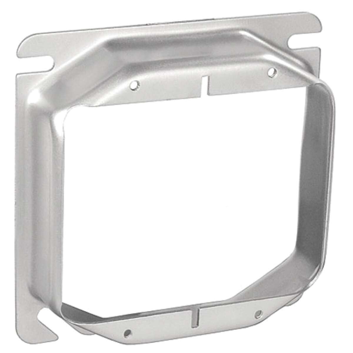 52C19-UPC Device Ring, 1 in L, 4 in W, Square, 2-Gang, Steel, Silver, Galvanized