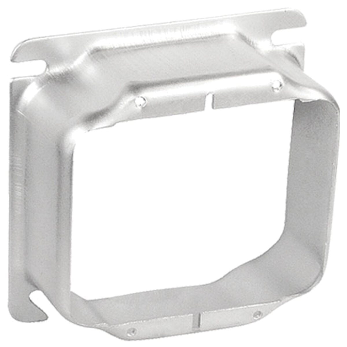 52C21-UPC Device Ring, 1-1/4 in L, 4 in W, Square, 2-Gang, Steel, Silver, Galvanized