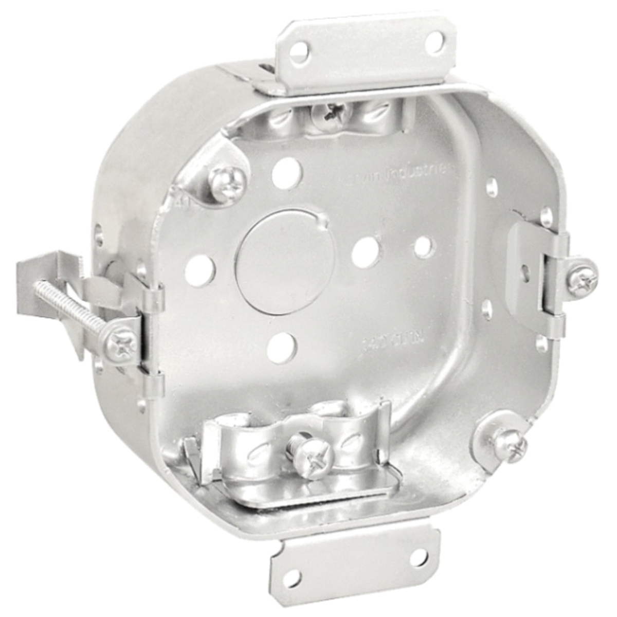 54151-OWR-UPC Octagon Box, 4 in OAW, 1-1/2 in OAD, 5-Knockout, Steel Housing Material, Silver, Galvanized