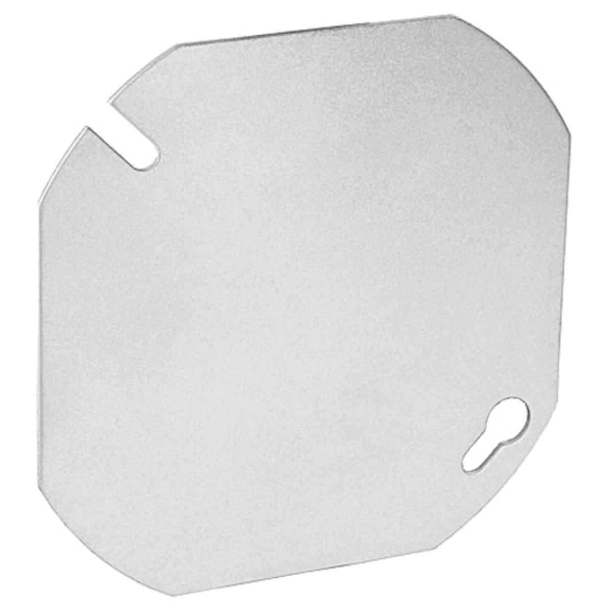 54C1-UPC Flat Blank Cover, 0.06 in L, 4 in W, Octagonal, Steel, Silver, Galvanized
