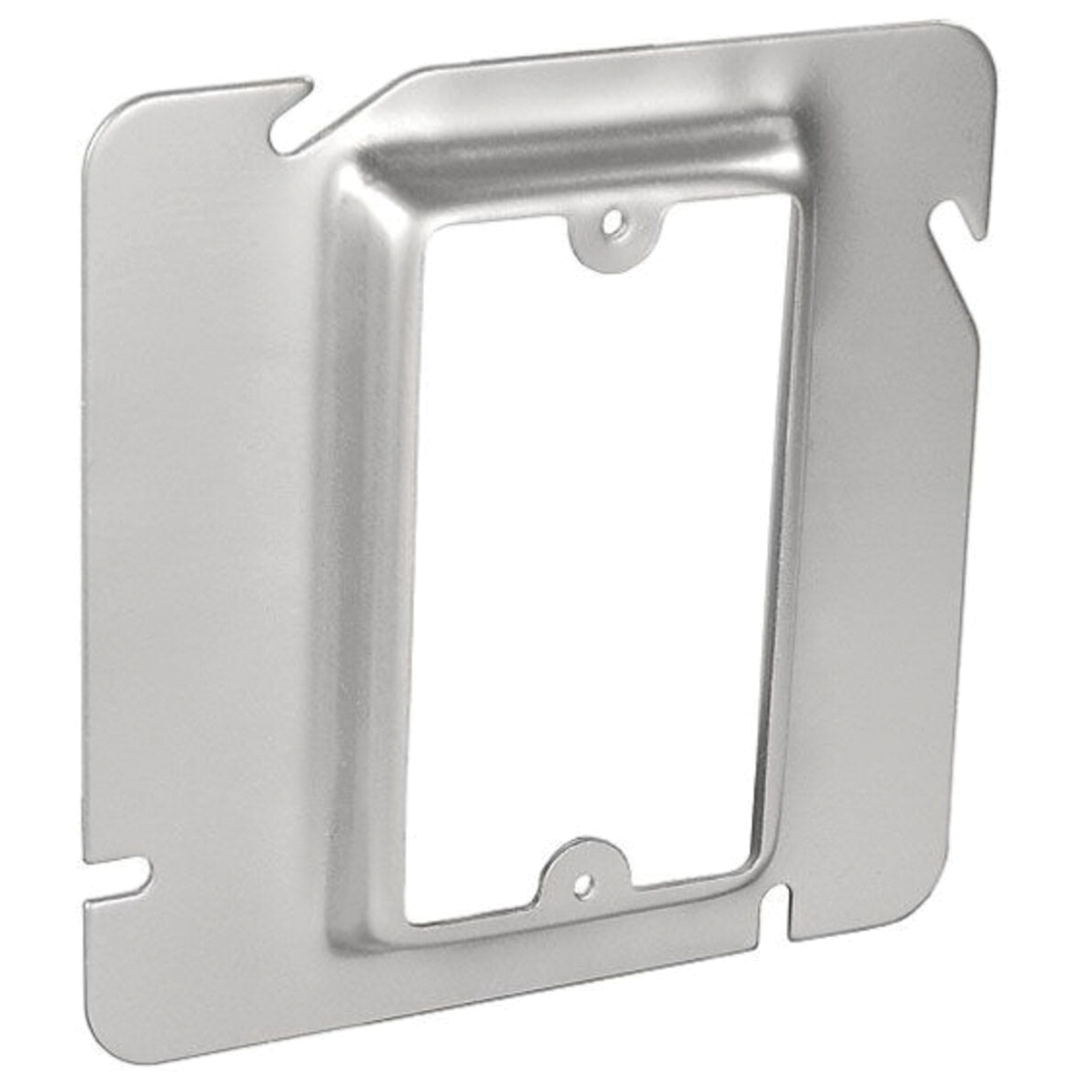 72C13-UPC Device Ring, 1/2 in L, 4-11/16 in W, Square, 1-Gang, Steel, Silver, Zinc-Plated