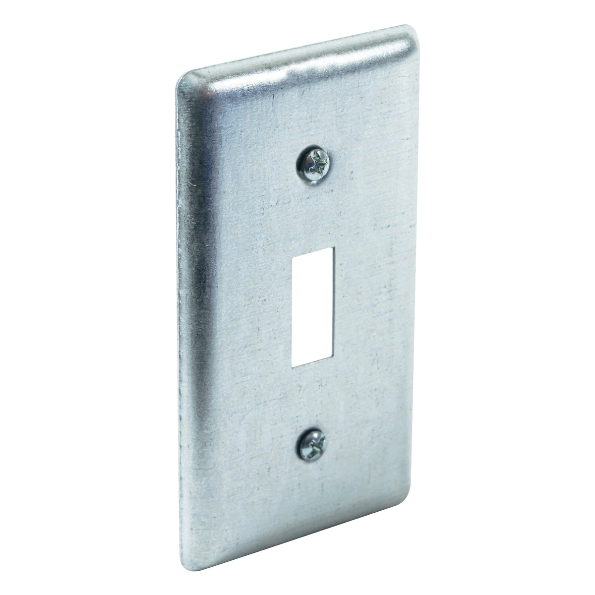G19350-UPC Toggle Box Cover, 0.21 in L, 2 in W, Rectangular, 1-Gang, Steel, Silver, Zinc-Plated