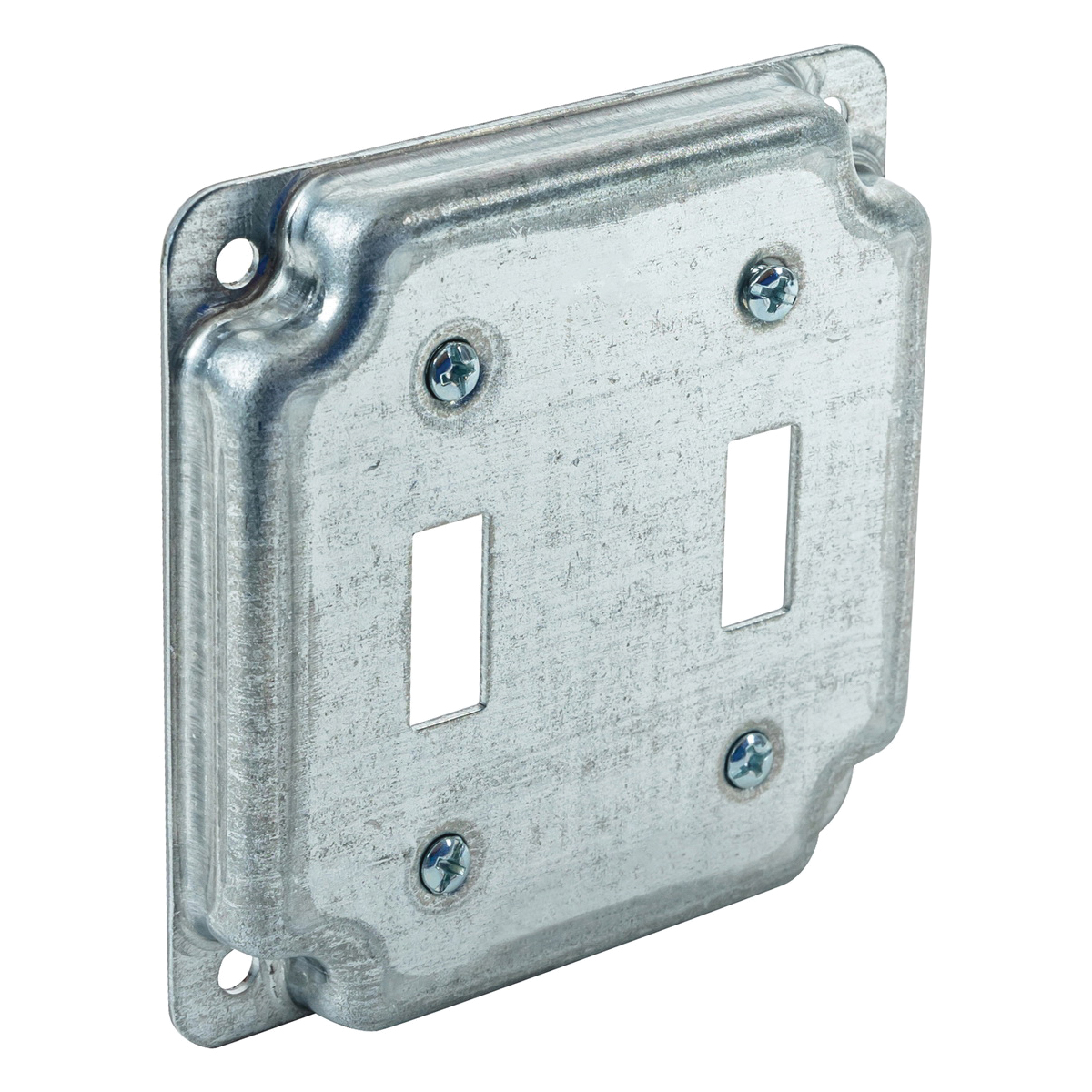 G1936-UPC Toggle Industrial Surface Cover, 1/2 in L, 4 in W, Square, 2-Gang, Steel, Silver, Galvanized