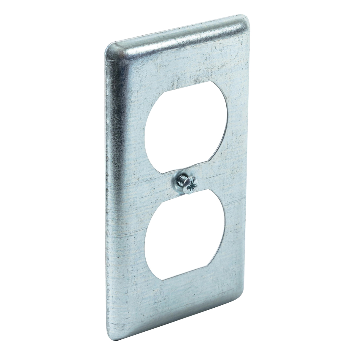 G19380-UPC Box Cover, 0.21 in L, 2 in W, Rectangular, 2-Gang, Steel, Silver, Zinc-Plated