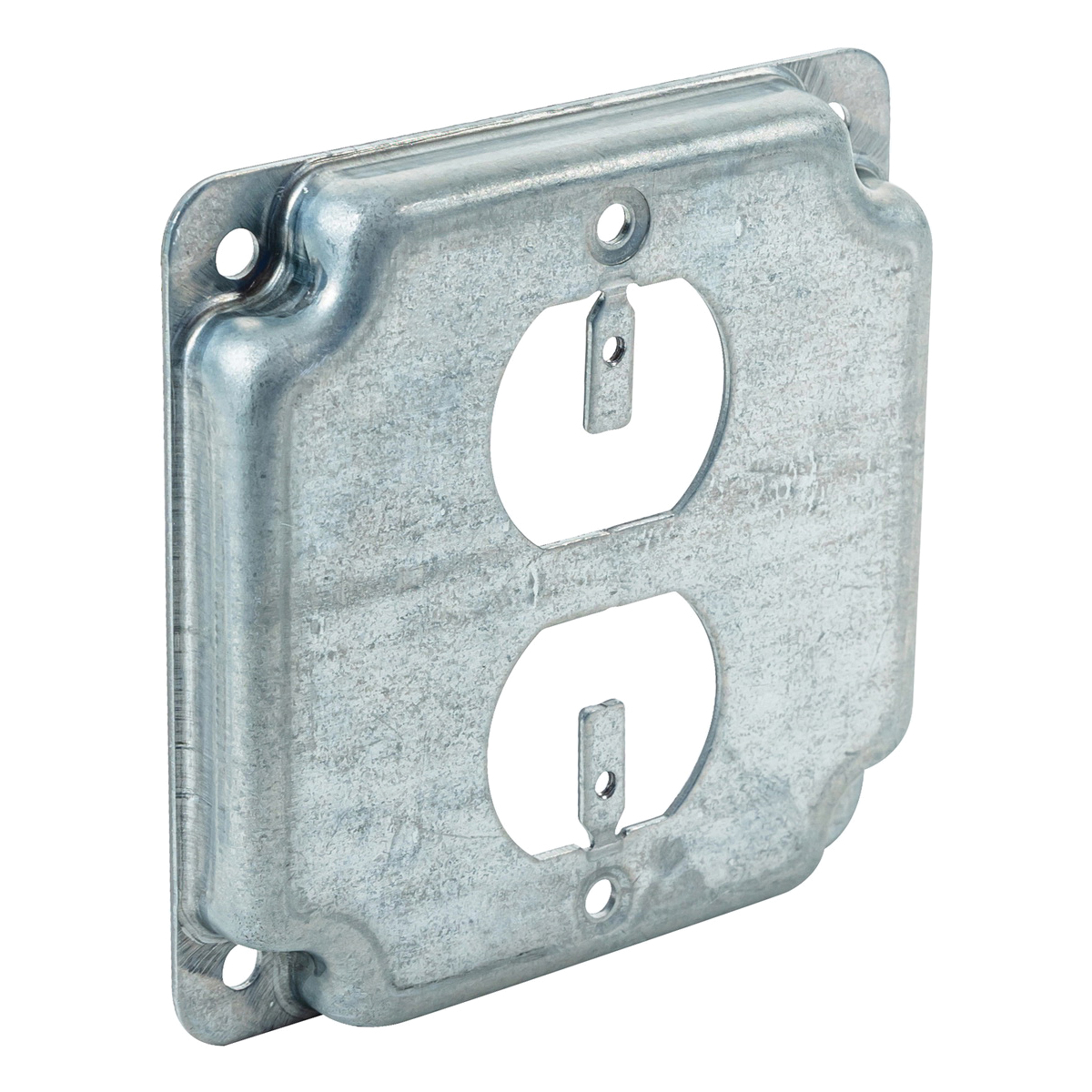 G1938-UPC Box Cover, 1/2 in L, 4 in W, Square, 2-Gang, Steel, Silver, Galvanized