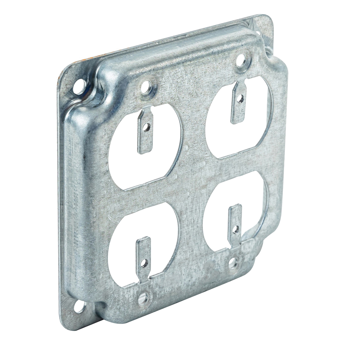 G1939-UPC Box Cover, 1/2 in L, 4 in W, Square, 4-Gang, Steel, Silver, Galvanized