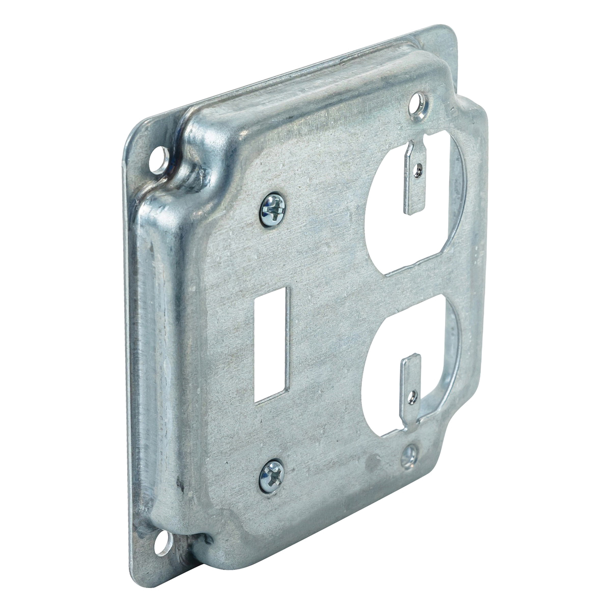 G1941-UPC Box Cover, 1/2 in L, 4 in W, Square, 2-Gang, Steel, Silver, Galvanized