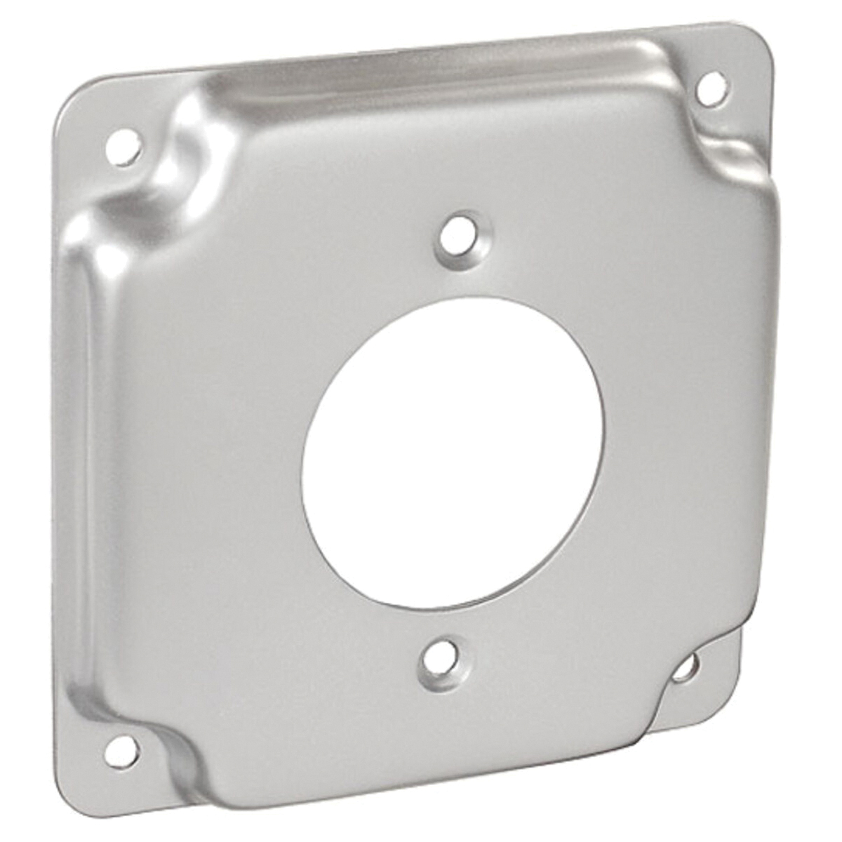 G1943-UPC Box Cover, 1/2 in L, 4 in W, Square, 1-Gang, Steel, Silver, Galvanized