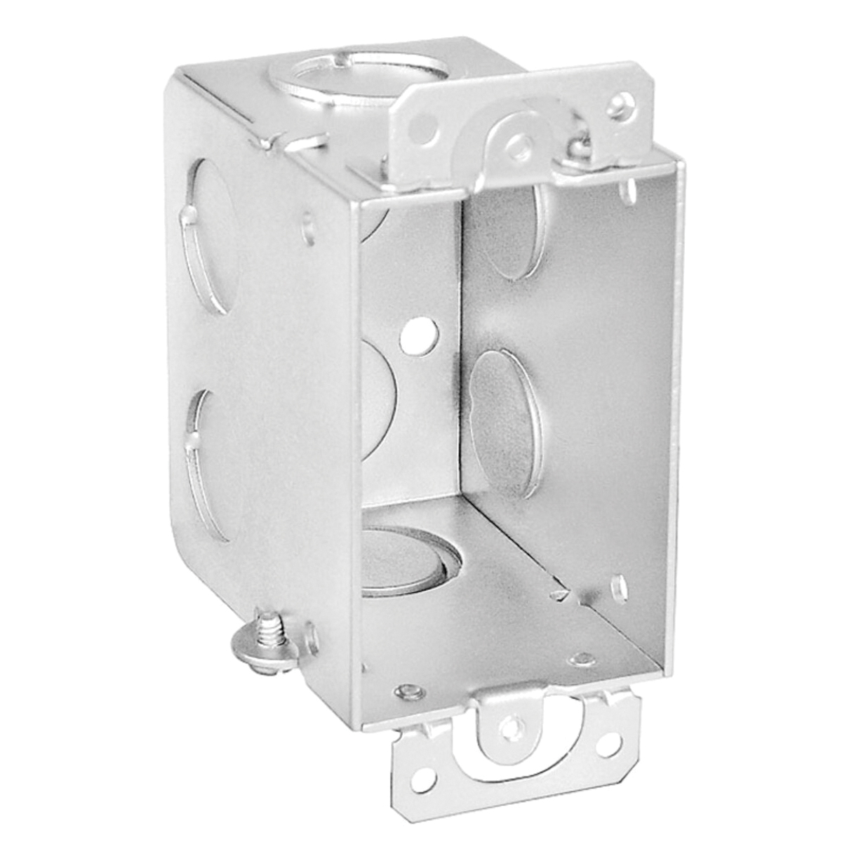 G602-UPC Switch Box, 1-Gang, 8-Knockout, 1/2 in Knockout, Steel, Silver, Galvanized