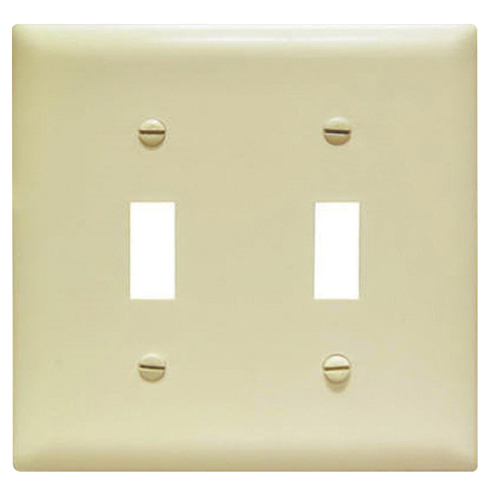 TradeMaster TPJ Series TPJ2ICC10 Wallplate, 5.0625 in L, 5-1/8 in W, 2-Gang, Plastic, Ivory, Matte