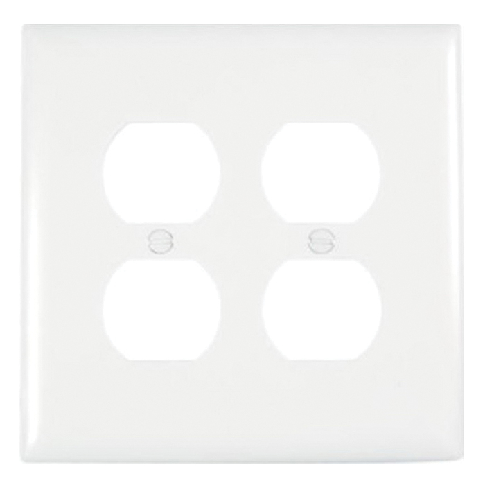 TradeMaster TPJ Series TPJ82WCC10 Duplex Receptacle Wallplate, 5.0625 in L, 5-1/8 in W, 2-Gang, Plastic, White, Matte