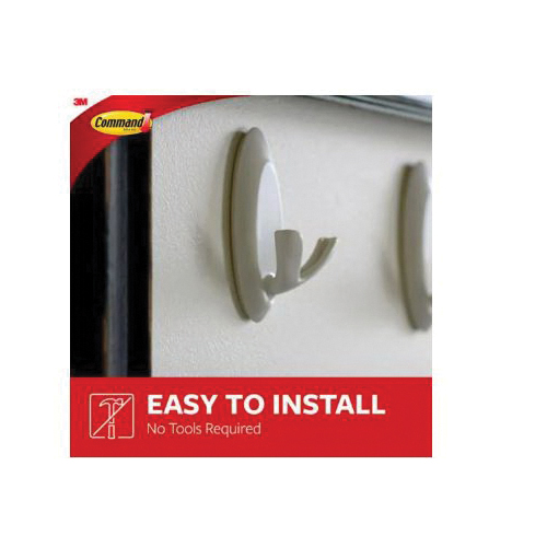 Command 17087-ES Medium Double Hook, 3 lb, 2-Hook, Plastic, White, Unfinished - 3