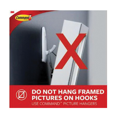 Command 17087-ES Medium Double Hook, 3 lb, 2-Hook, Plastic, White, Unfinished - 5