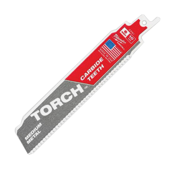 TORCH 48-00-5251 Reciprocating Saw Blade, 1 in W, 6 in L, 10 TPI, Carbide Cutting Edge