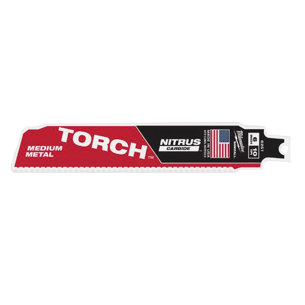 TORCH 48-00-6251 Reciprocating Saw Blade, 1 in W, 6 in L, 10 TPI, Carbide Cutting Edge