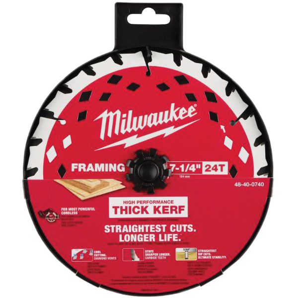 48-40-0740 Circular Saw Blade, 7-1/4 in Dia, 5/8 in Arbor, 24-Teeth, Carbide Cutting Edge