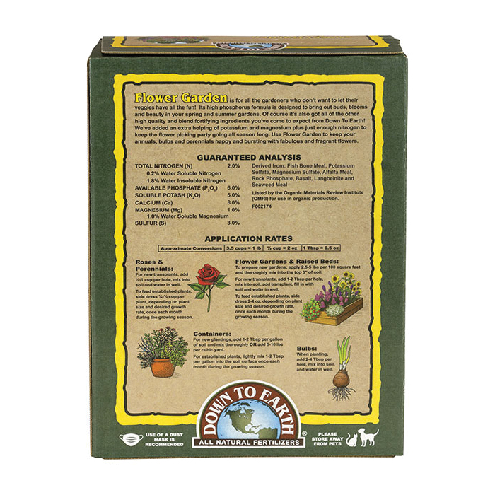 Flower Garden Fertilizer, Down To Earth, 5 lb Box, 2-6-5 N-P-K Ratio - 4