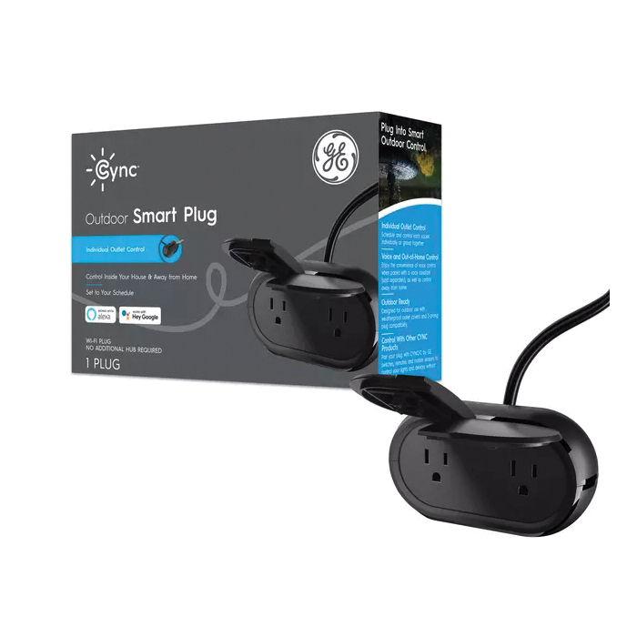 93131639 Smart Outdoor Plug, 15 A, 120 V, Black/Charcoal