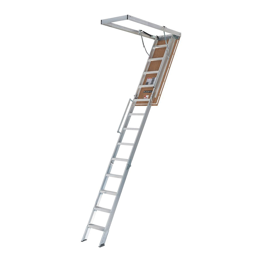 Fire-Rated Energy Efficient Everest Series AL2540LG-R5FT Attic Ladder, 10 to 12 ft H Ceiling, 13-Step