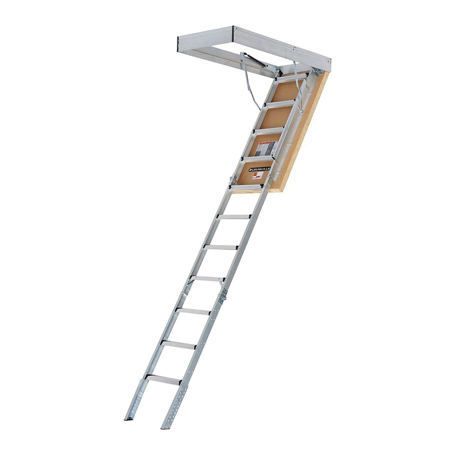 Fire-Rated Energy Efficient Series AL2540MG-R10FT Attic Ladder, 7 ft 8 in to 10 ft 3 in H Ceiling, 11-Step