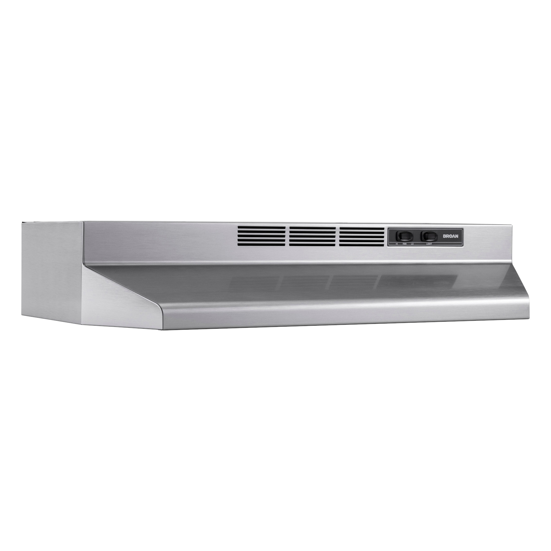 4130SF Under-Cabinet Range Hood, 2850 rpm Fan, Non-Ducted Vent, 30 in W, 17-1/2 in D, 6 in H, Steel, Stainless