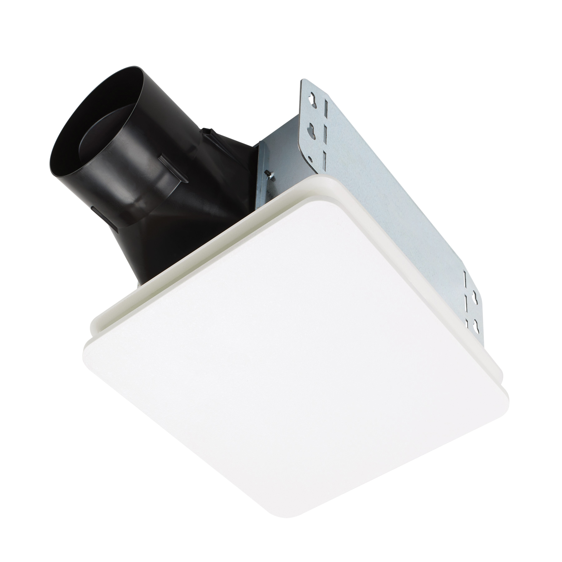 Roomside Series BE6 Bathroom Exhaust Fan, 7-1/2 in L, 7-1/4 in W, 0.2 A, 120 V, 1-Speed, 60 cfm Air, Steel, White