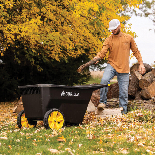 Gorilla Carts GCY-100-C Yard Cart, 10 cu-ft, Poly Deck, 2-Wheel, 13 in Wheel, Molded Flat-Free Wheel, Pull, Push Handle - 4