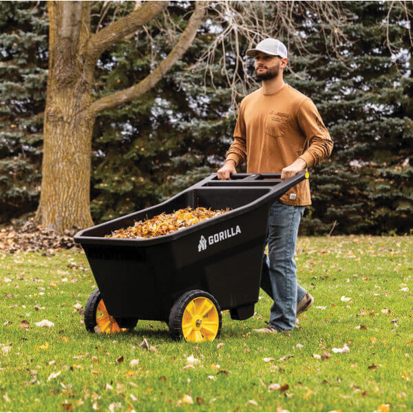 Gorilla Carts GCY-100-C Yard Cart, 10 cu-ft, Poly Deck, 2-Wheel, 13 in Wheel, Molded Flat-Free Wheel, Pull, Push Handle - 5