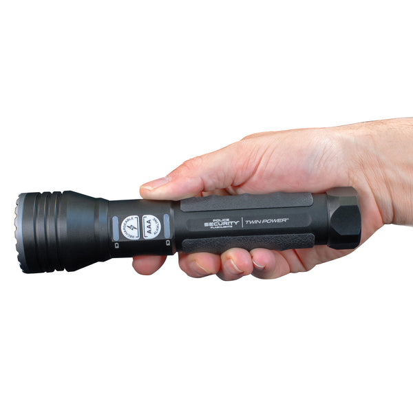 Police Security Twin Power Series 97741 Flashlight, AAA Battery, Alkaline, Lithium-Ion Battery, LED Lamp, 5 hr Run Time - 4